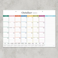 July 2025 - June 2026 Medium Rainbow Blocks Desk Pad Monthly Blotter Calendar