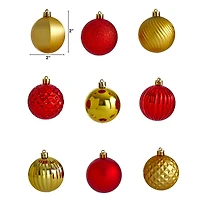 101ct. 2" Red & Gold Shatterproof Ball Ornaments