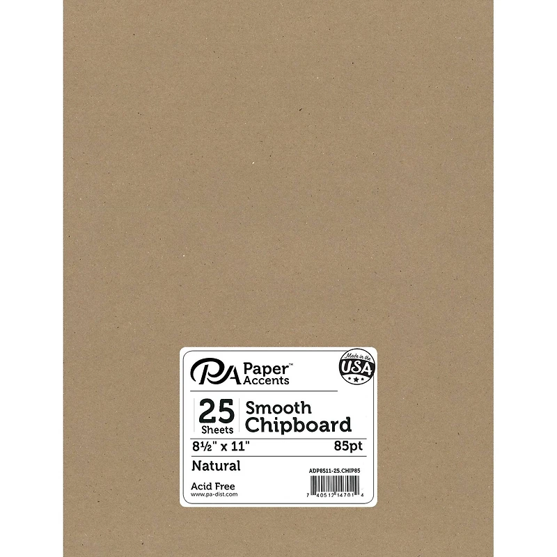 PA Accents™  2X Heavy 85pt. Natural Chipboard, 8.5" x 11"