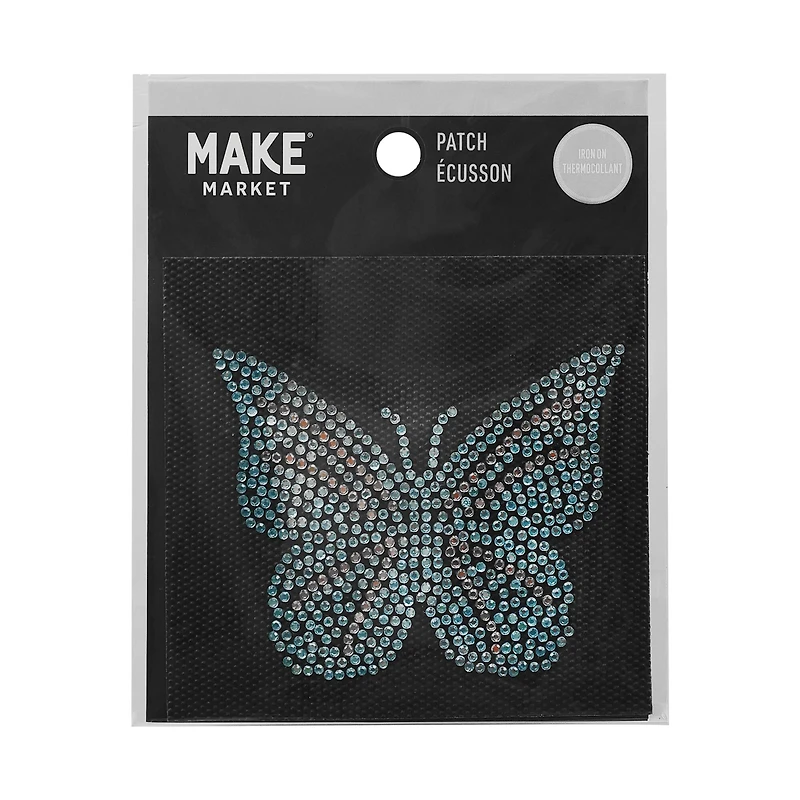 3" Rhinestone Butterfly Iron On Patch by Make Market®
