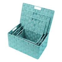 Sorbus 3-Piece Woven Basket with Lid Set