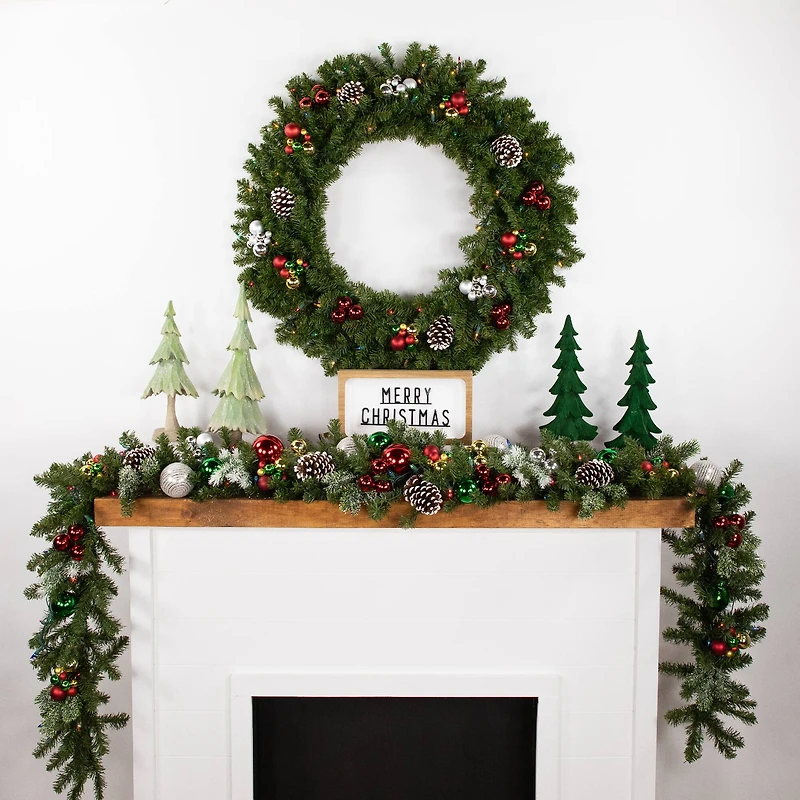 36" Pre-Lit Artificial Christmas Canadian Pine Wreath