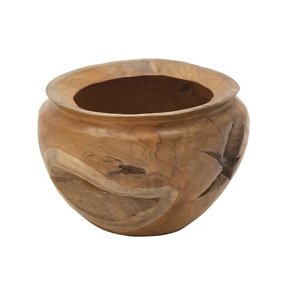 13" Natural Brown Wood Decorative Bowl