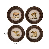 Hello Honey® 9.5" Round Framed Mushroom Print Wall Art Set