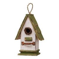 Glitzhome® 11" Hanging Wood Green Roof Garden Decorative Birdhouse