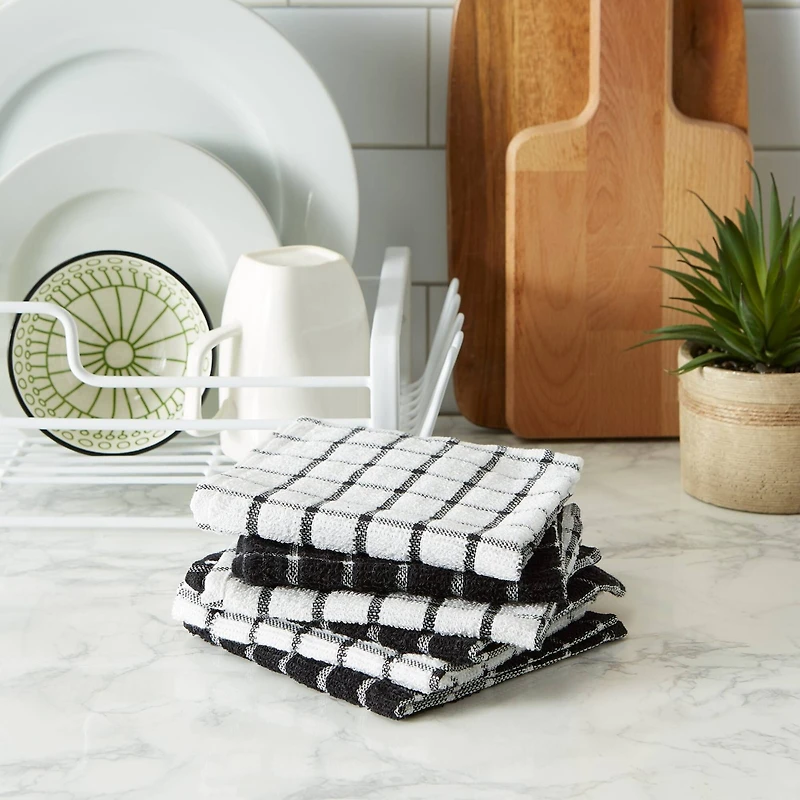 DII® & White Windowpane Terry Dishcloths