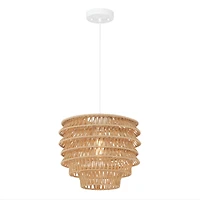 Hello Honey® 15.25" Natural Boho Handwoven Paper Rope & Metal Ceiling Pendant Lamp