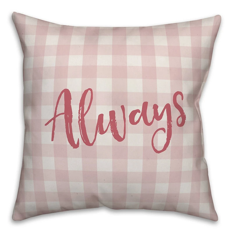 Always & Forever Pink Buffalo Check Throw Pillow