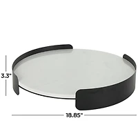 19" White Marble Round Living Room Décor Tray