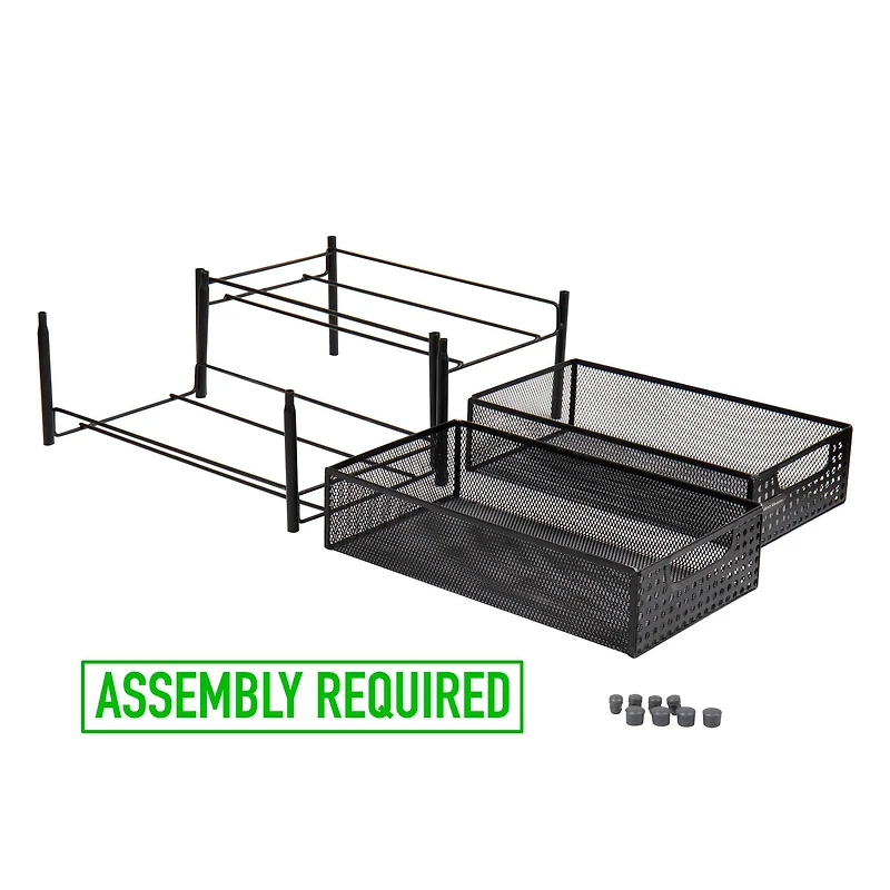 Mind Reader 2-Tier Metal Mesh Heavy Duty Organizer Slide Out Basket Drawer
