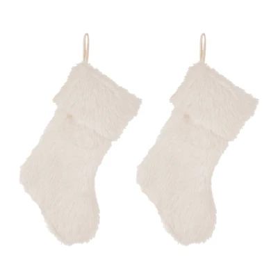 Glitzhome® 21" White Plush Stockings, 2ct.