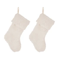 Glitzhome® 21" White Plush Stockings, 2ct.