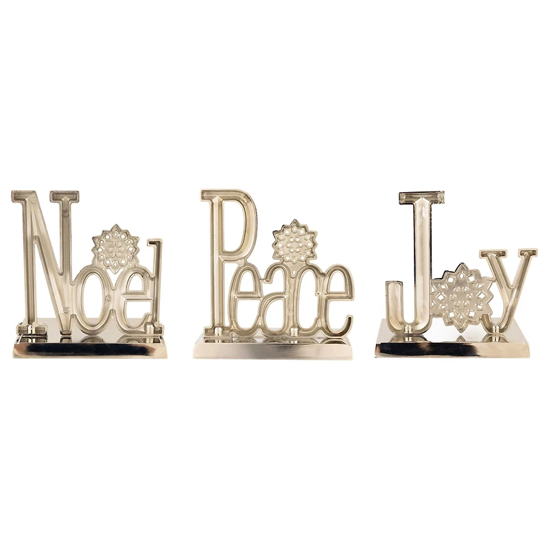 Peace  Joy and Noel Metal Christmas Stocking Holders - 6.5" - Set of 3