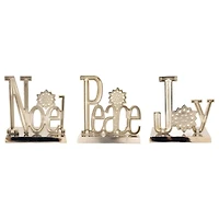 Peace  Joy and Noel Metal Christmas Stocking Holders - 6.5" - Set of 3