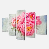 Designart - Pink Peony Flowers in White Vase - Large Floral Canvas Art Print