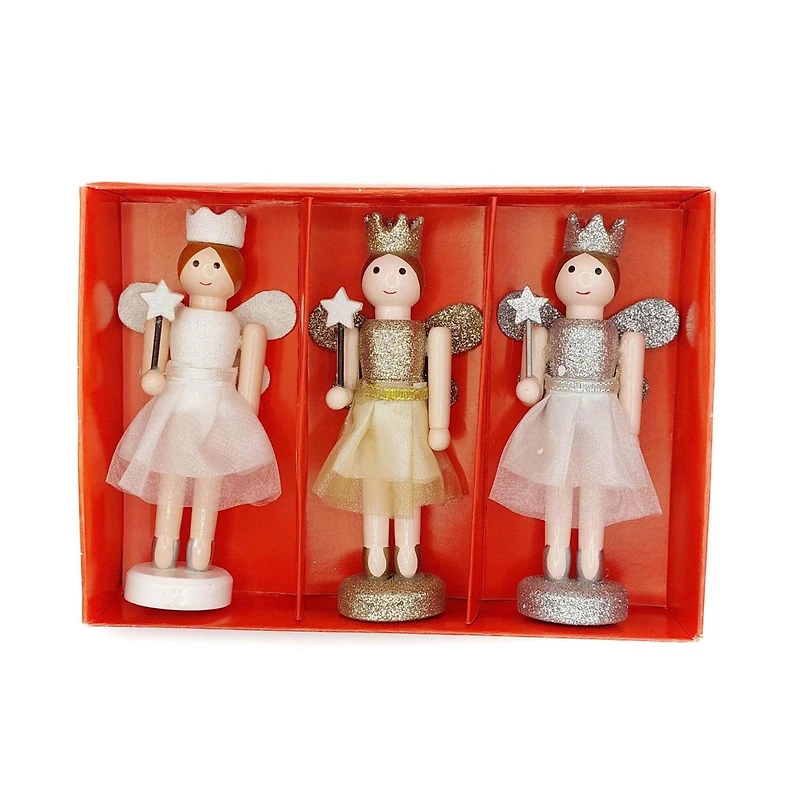 Wizardi Classic Wooden Christmas Fairies Festive Decoration Set