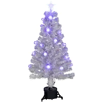 4ft. Pre-Lit Medium White Iridescent Fiber Optic Artificial Christmas Tree with Blue LED Lights