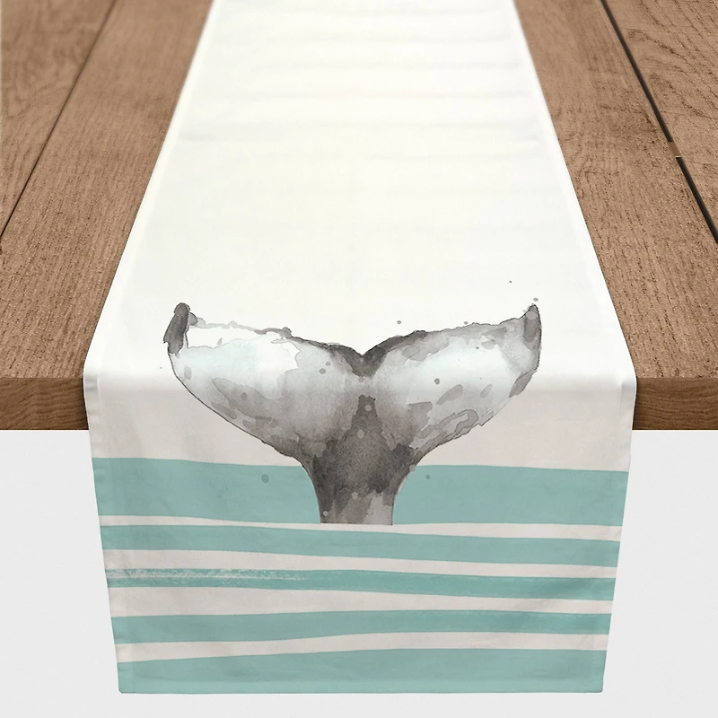 Whale Tale With Stripes Indoor/Outdoor Table Runner