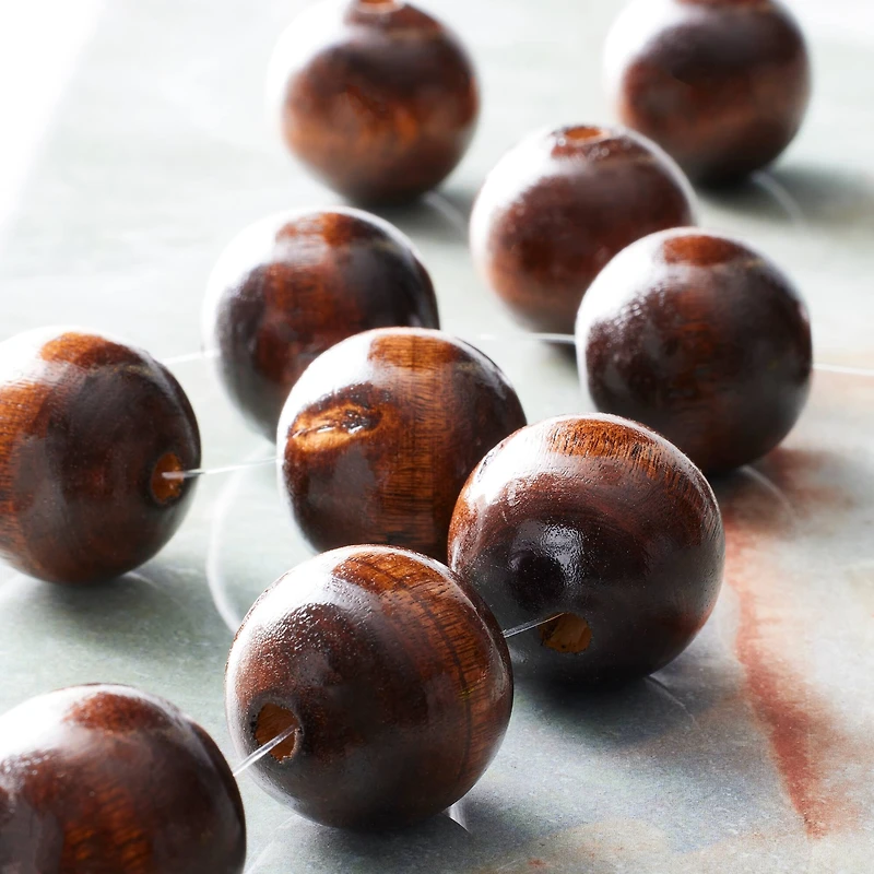 9 Pack: Brown Natural Wood Round Beads, 25mm by Bead Landing™