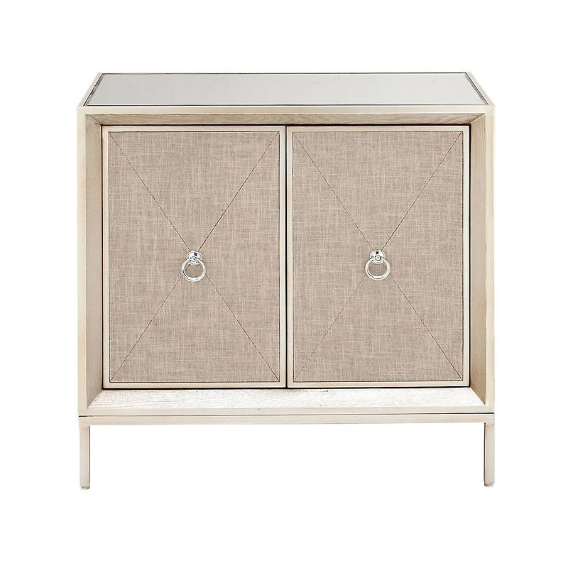 Beige Wood Glam Cabinet