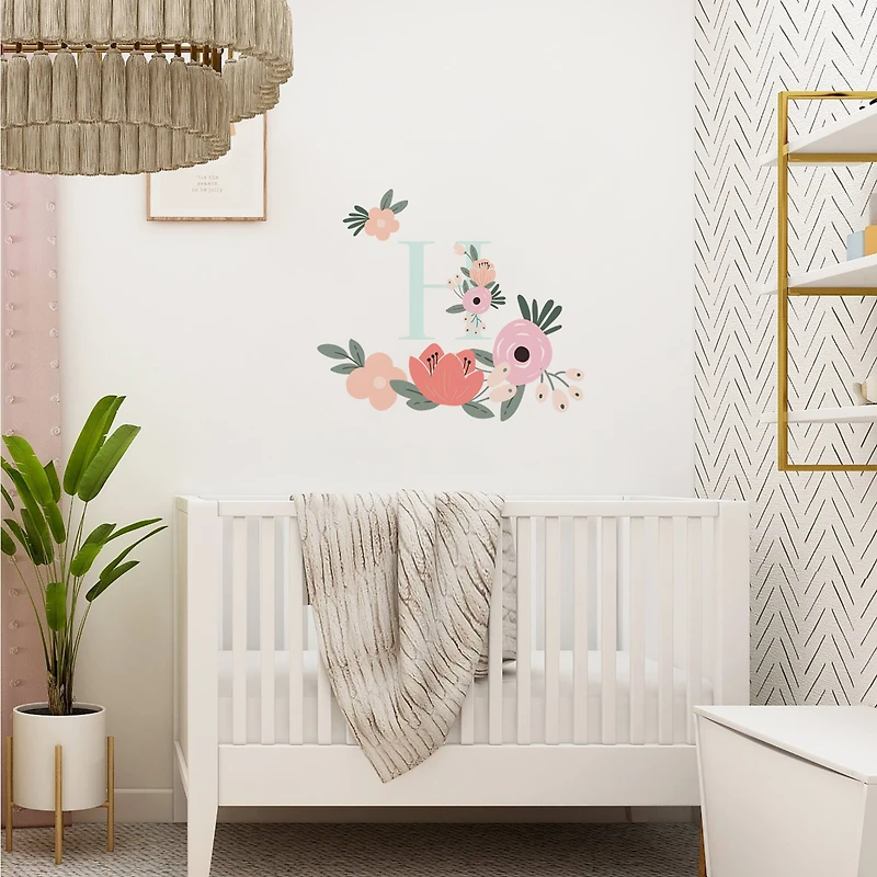 RoomMates Floral Monogram Peel & Stick Giant Wall Decal Set