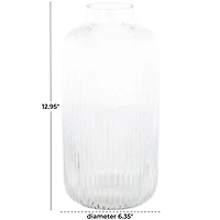 13" Clear Glass Ribbed Fluted Decorative Vase