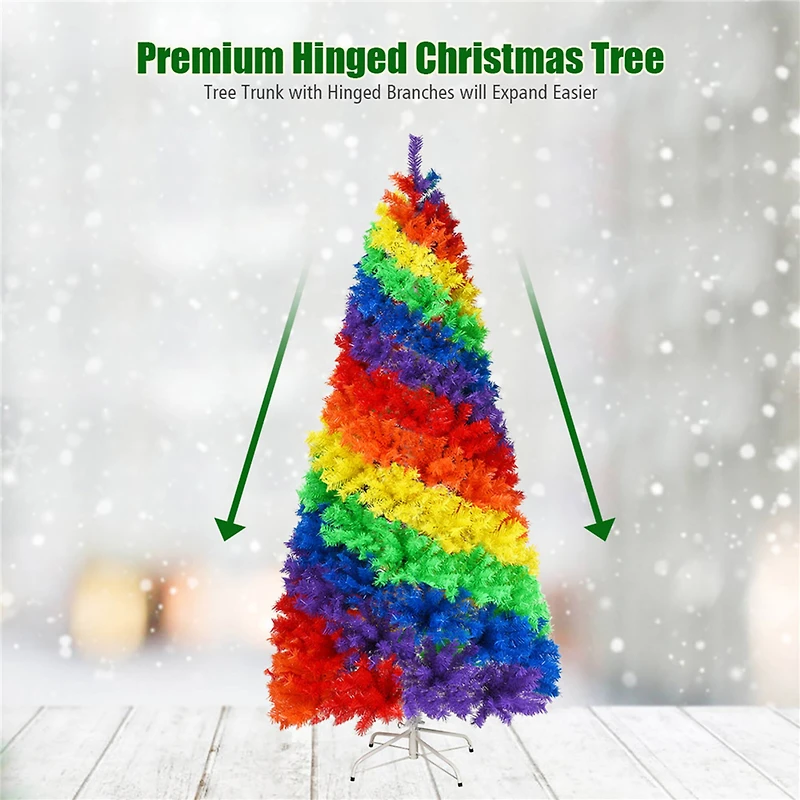 Costway 7ft. Unlit Rainbow Full Fir Artificial Christmas Tree