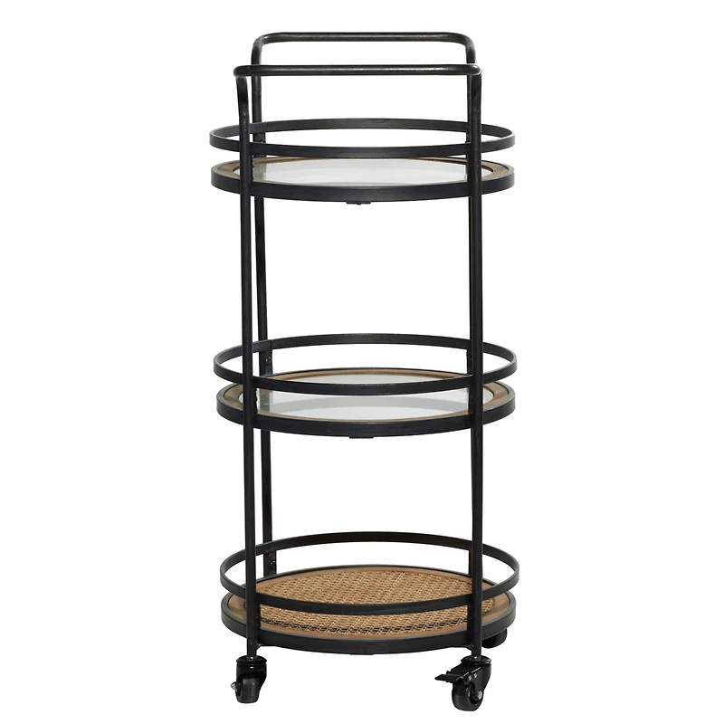 Brown Wood Industrial Bar Cart 35" x 21" x 16"