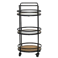 Brown Wood Industrial Bar Cart 35" x 21" x 16"