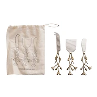 Hello Honey® Stainless Steel & Brass Cheese Knives, 3ct.