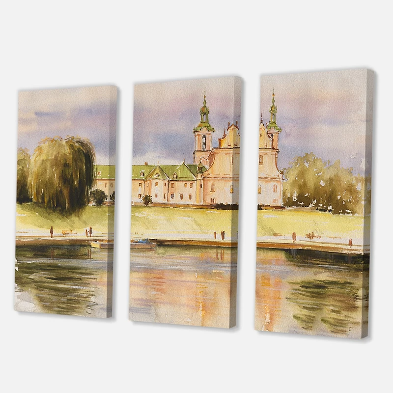 Designart - Historic Church On The Rock On Banks of The River