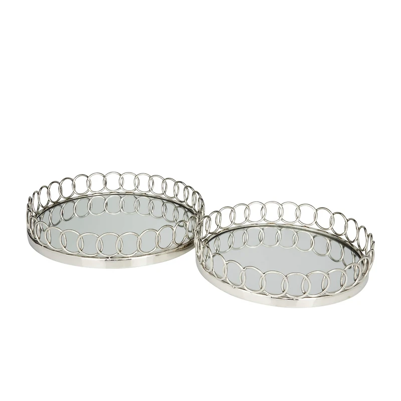 Silver Contemporary Tray, Set of 2" 16", 14"