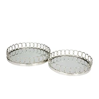 Silver Contemporary Tray, Set of 2" 16", 14"
