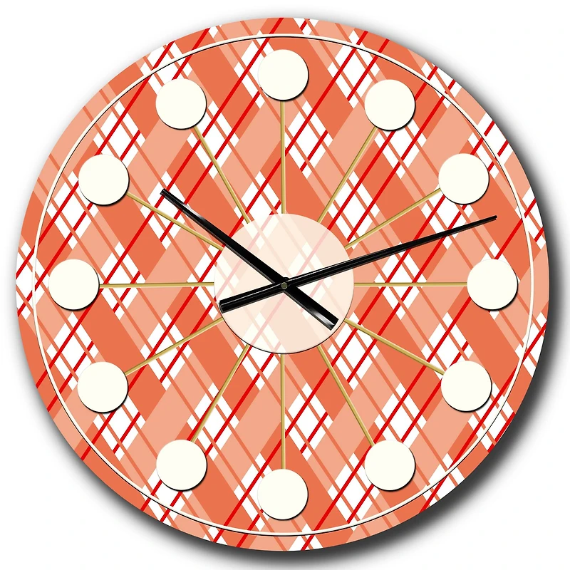 Designart 'Retro Checkered Pattern I Mid-Century Modern Wall Clock