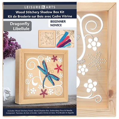 Leisure Arts® Beginner Dragonfly Wood Stitchery Shadow Box Kit