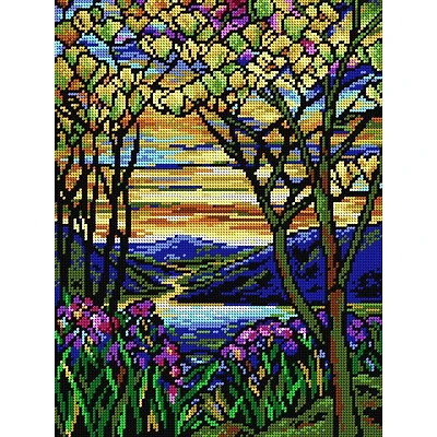 Orchidea Gobelin canvas for halfstitch without yarn after Louis C. Tiffany - Landscape with Iris and Flowering Magnolia