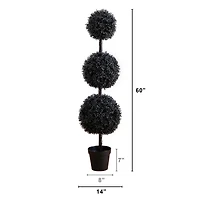 5ft. UV Resistant Artificial Halloween Black Triple Ball Boxwood Topiary (Indoor/Outdoor)