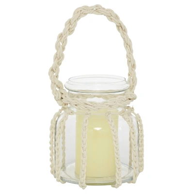 White Glass Coastal Lantern, 6" x 6" x 6"