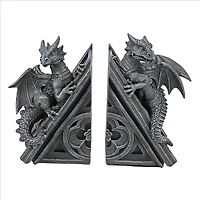Design Toscano 8" Gothic Castle Dragons Sculptural Bookend Set