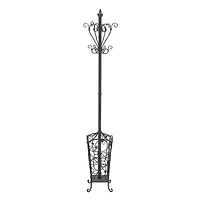 74" Black Metal Traditional Coat Rack