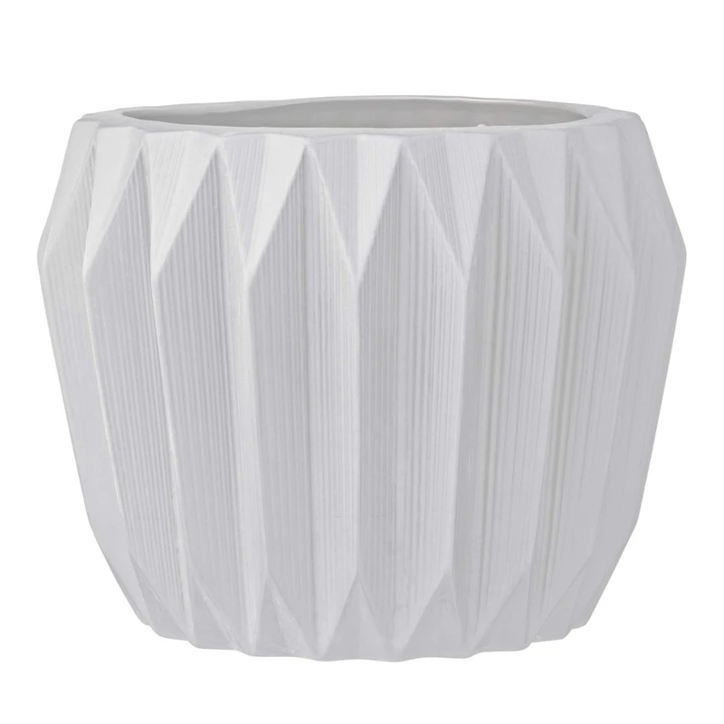 Hello Honey® 6" White Fluted Stoneware Flower Pot