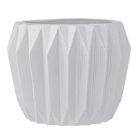 Hello Honey® 6" White Fluted Stoneware Flower Pot