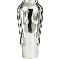 15" Silver Aluminum Melting Drip Vase