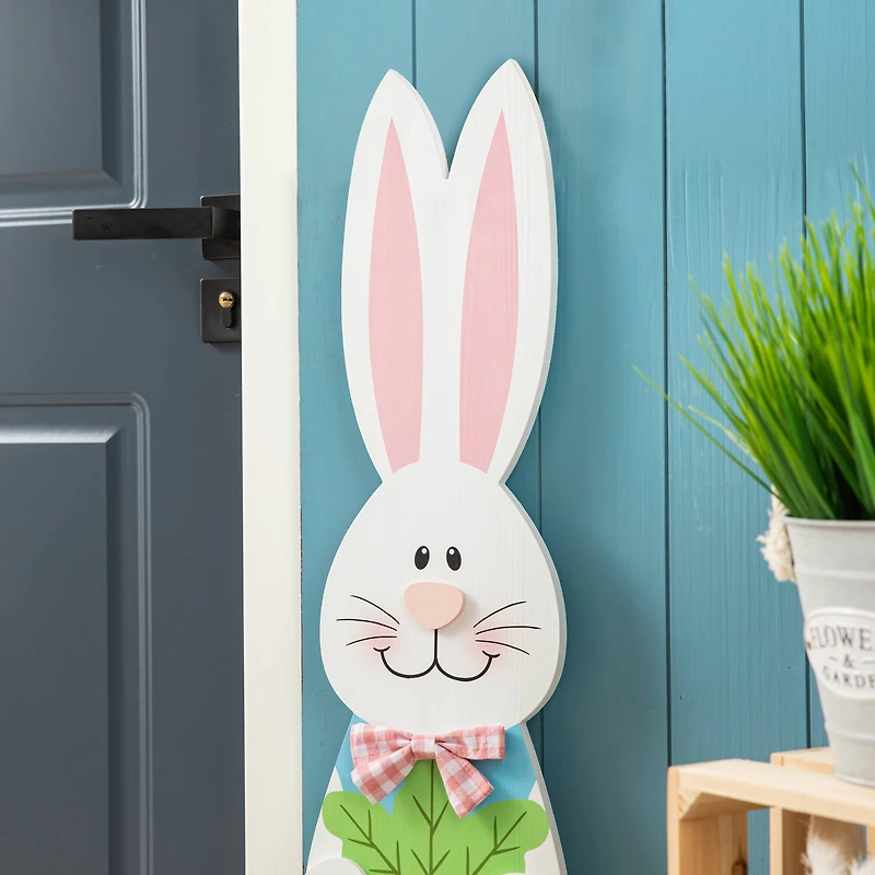 Glitzhome® 42" Easter Wooden Bunny Welcome Porch Sign