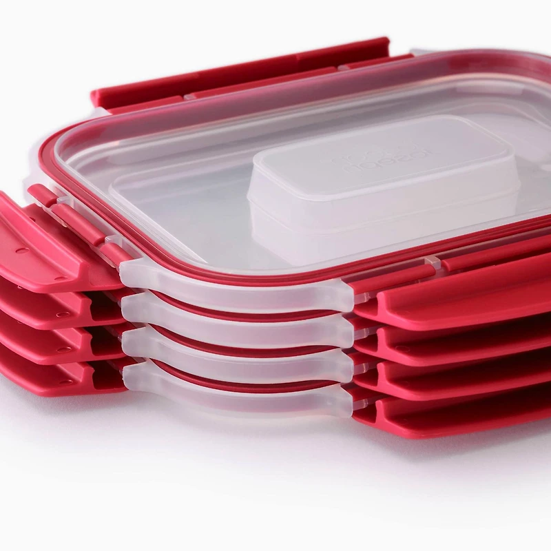 Joseph Joseph Nest Lock 8-piece Rectangular Food Storage Container Set Red