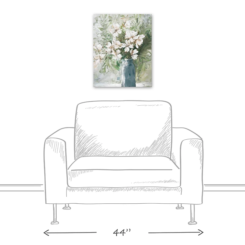 Dogwoods in Blue Vase Canvas Wall Art