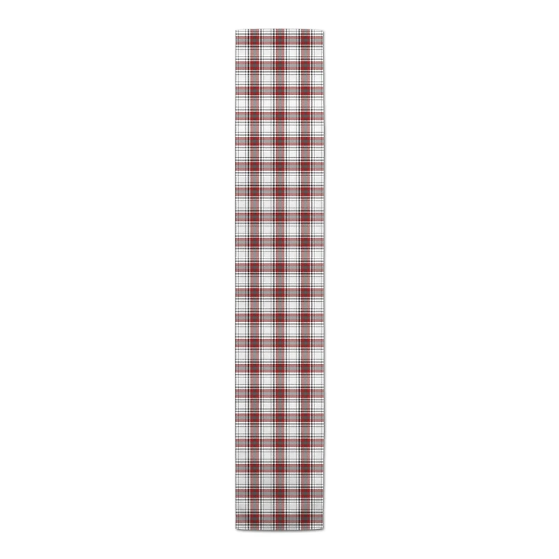 Red Gray Plaid 16x90 Cotton Twill Runner