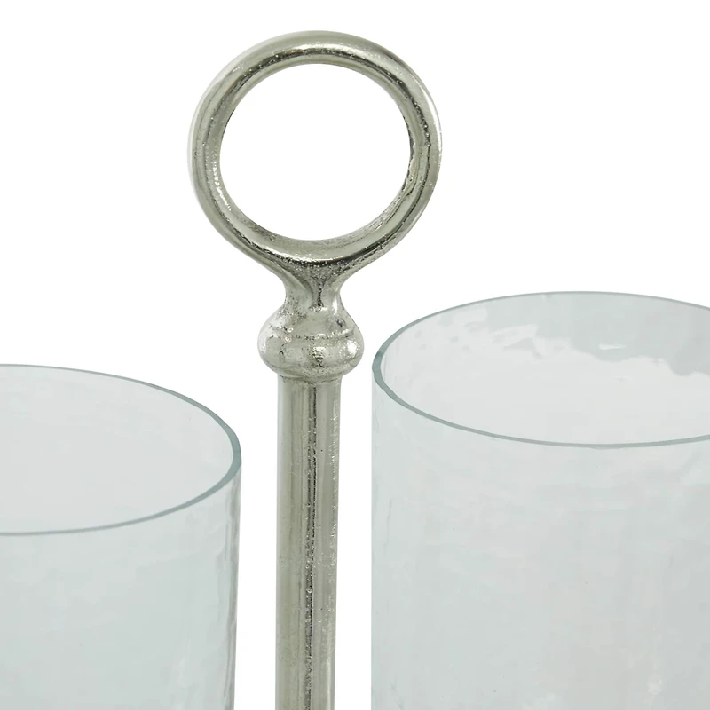 14" Silver Aluminum Traditional Candle Holder Lantern