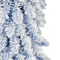 7ft. Pre-Lit Flocked Blue Artificial Alpine Pencil Christmas Tree, Clear Lights