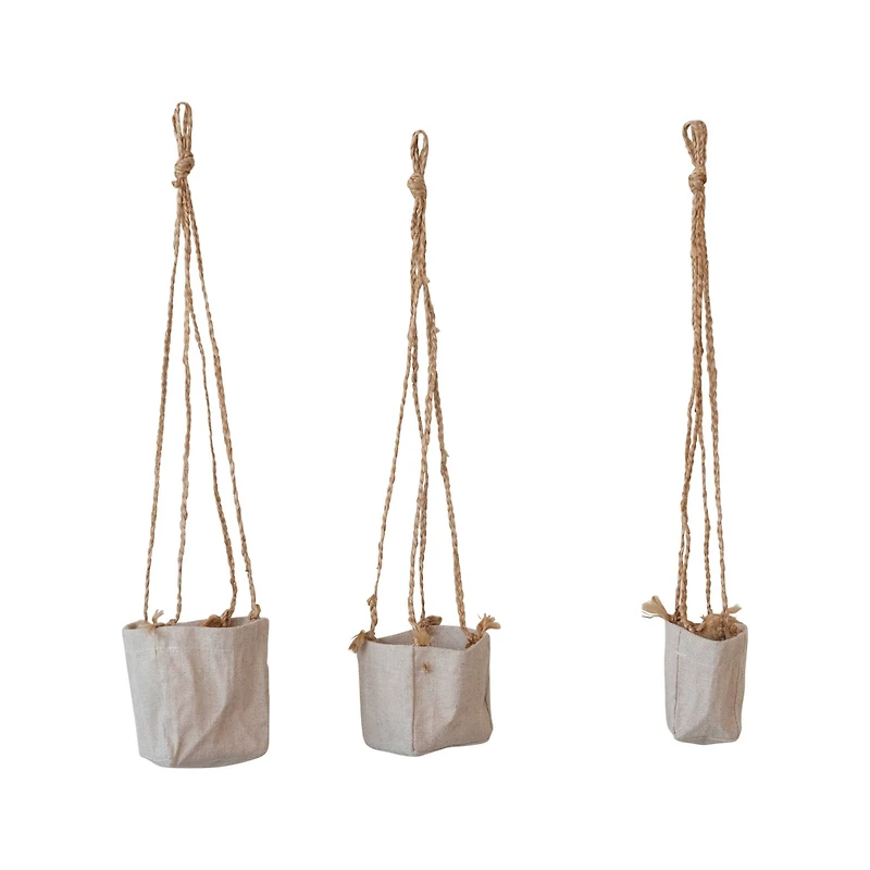 Hello Honey® Natural Round Jute & Cotton Hanging Planter Set